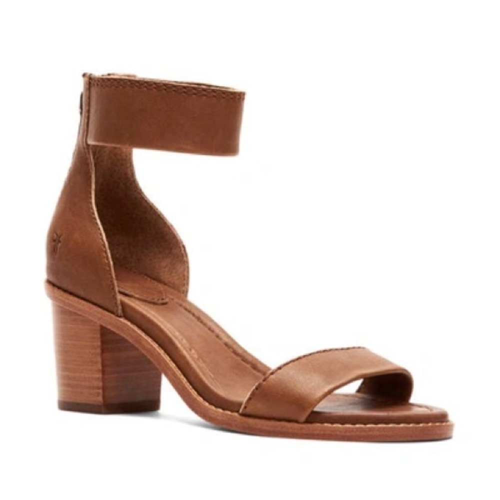 FRYE Brielle Back Zip Sandal Cognac Brown Size 10